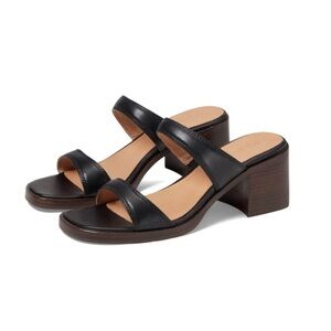 Madewell The Saige Double-Strap Sandal in True Black Leather